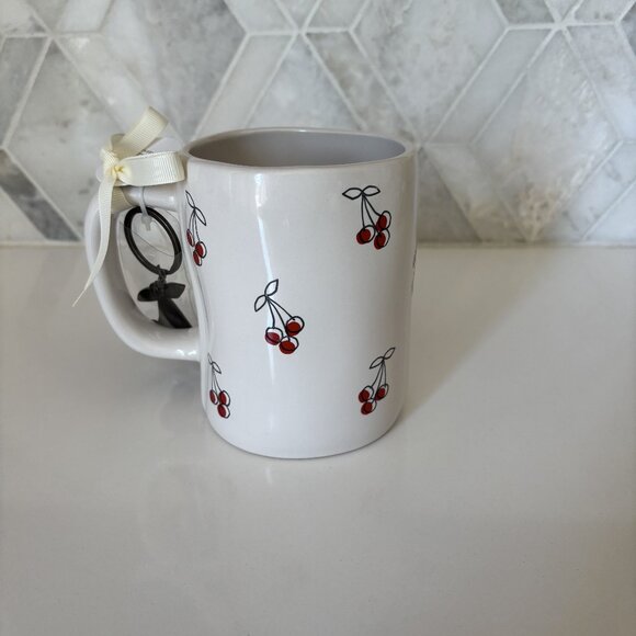 Rae Dunn Mon Cherry Cherries White Mug with Keychain Brand New - Picture 6 of 11